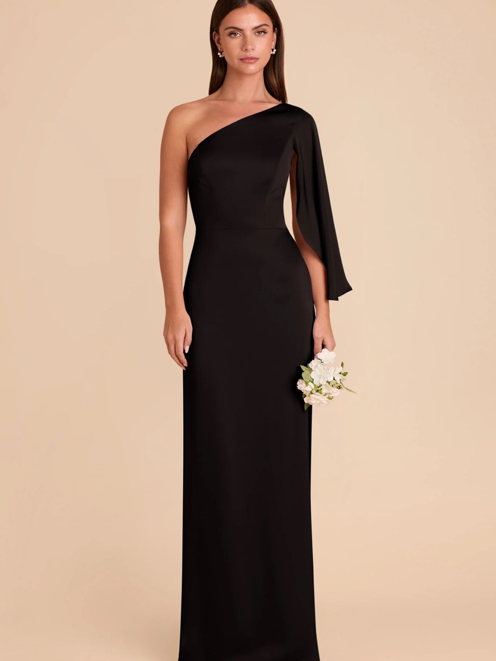 Birdy Grey Christine Dress - One-Shoulder Black Evening Gown